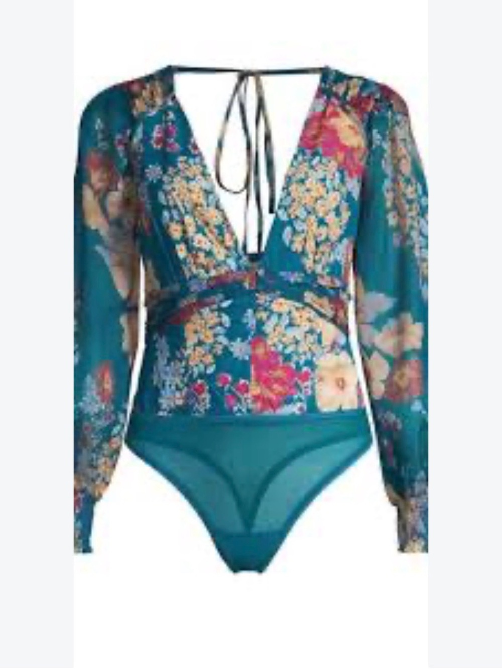 NWT Intimately Free People Wanderlust Floral Print Bodysuit Jade Combo Size S
